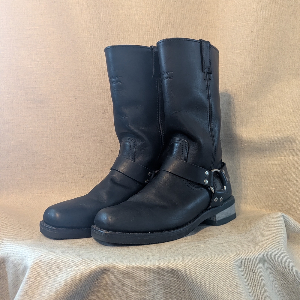 Harley-Davidson Men's Black Leather Riding Boots Size 9